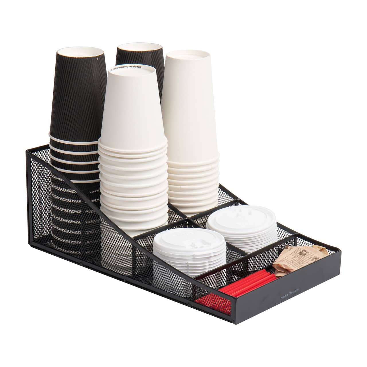 Mind Reader Black 7 Compartment Tea and Coffee Condiment Organizer